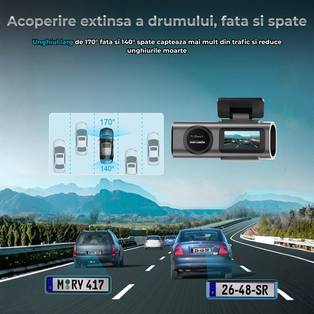 Camera Auto DVR OnXsmart 4K UHD, GPS, WiFi, Fata si Spate, Night Vision [6]