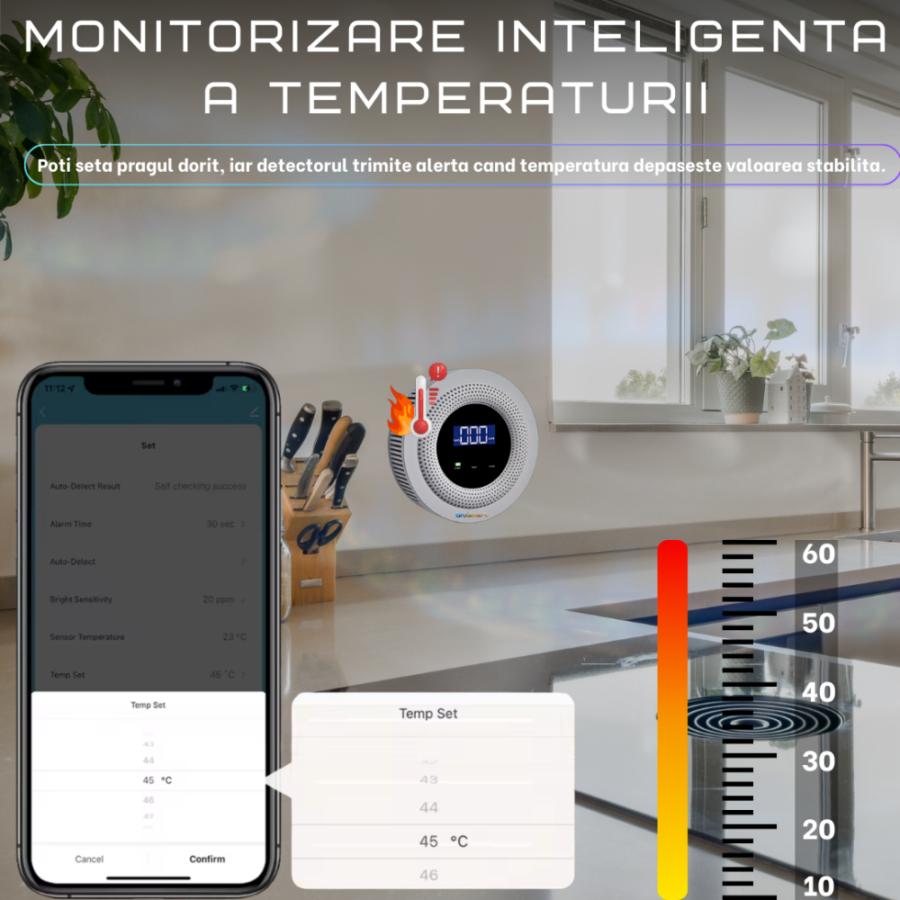 Detector Gaz OnXsmart WiFi, Tuya, Afisaj Digital, Alarma 90 dB, Senzor Temperatura [7]