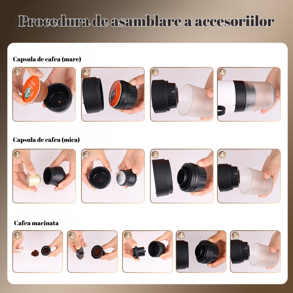 Espressor Portabil Electric 3 in 1 Fara Fir OnXsmart®, Compatibil cu Capsule Nespresso, Dolce Gusto si Cafea Macinata, Cu Incalzirea Apei sau Prepararea Cafelei Reci, Incarcare USB Type C, Ideal pentr [7]