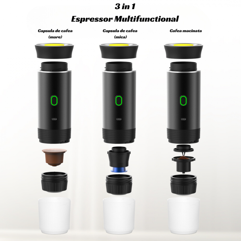 Espressor Portabil Electric 3 in 1 Fara Fir OnXsmart®, Compatibil cu Capsule Nespresso, Dolce Gusto si Cafea Macinata, Cu Incalzirea Apei sau Prepararea Cafelei Reci, Incarcare USB Type C, Ideal pentr [4]