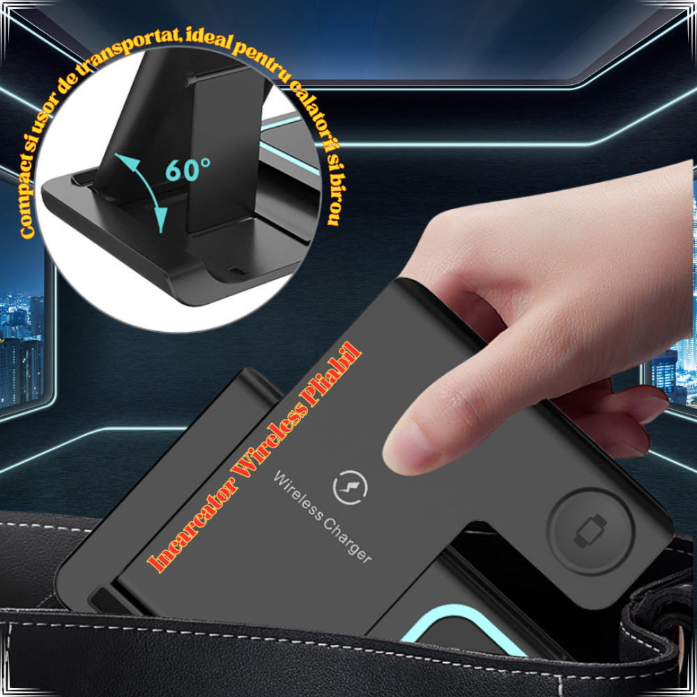 Incarcator wireless OnXsmart®, Statie incarcare 3 in 1, Incarcare rapida QI 15W, UNIVERSAL, Adaptor inclus, Compatibil cu SAMSUNG, IPHONE, APPLE WATCH, AIRPODS, Negru [5]