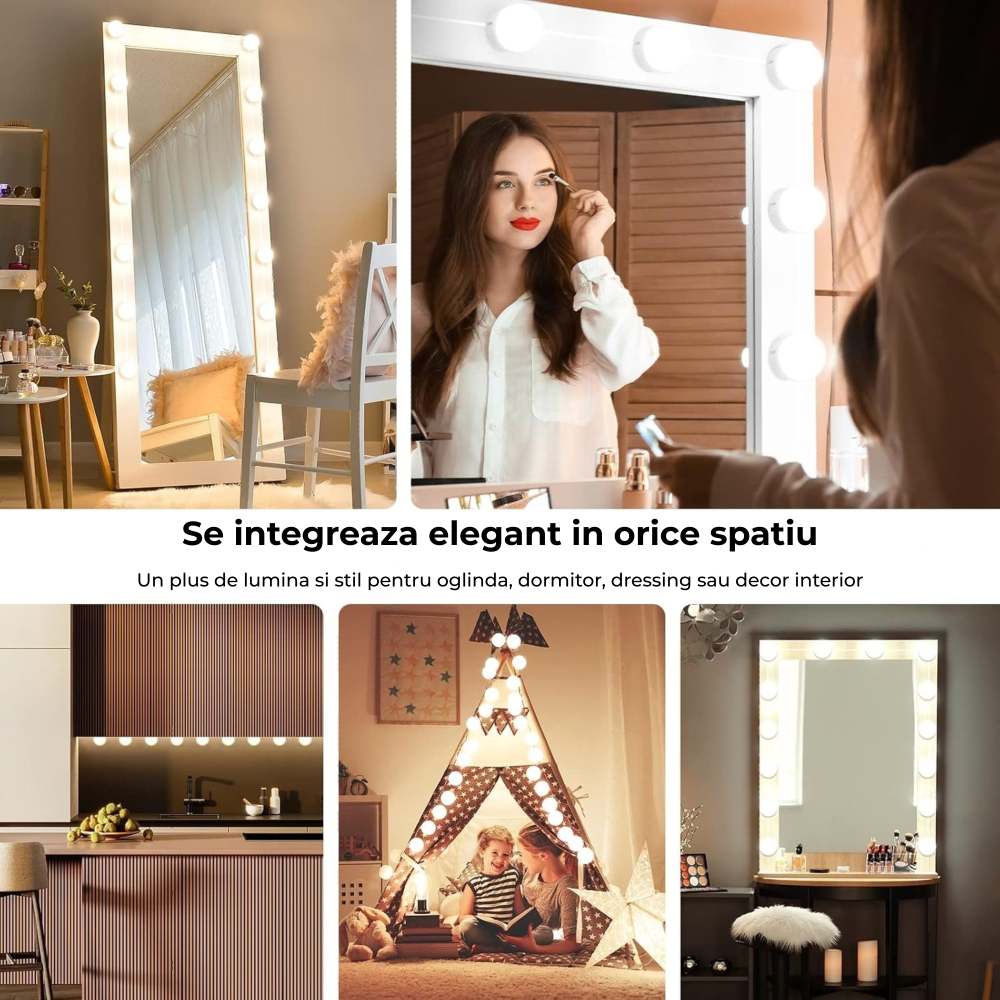 Kit 14 Becuri LED OnXsmart pentru Oglinda Make-Up, Stil Hollywood, 3 Moduri Iluminare [5]