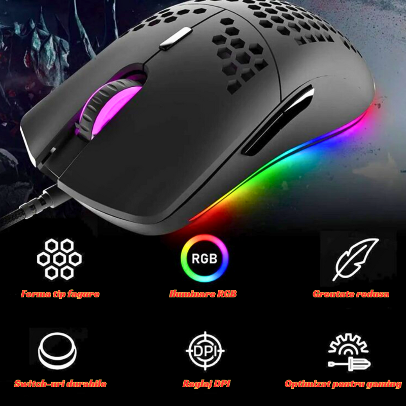 Kit Gaming Tastatura mecanica si Mouse RGB, Design Fagure, Ultra Usor, DPI Reglabil, Iluminare Multicolora, Anti-Alunecare, Silver [4]