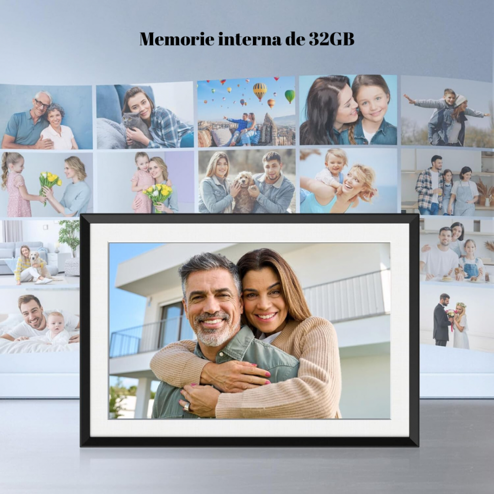 Rama foto digitala WiFi 10.1 OnXsmart, ecran tactil IPS HD 1280x800, cu LED integrat, Android 6, lumini RGB ambientale, 32GB stocare interna, Suporta card pana la 128GB, partajarea fotografiilor si vi [7]