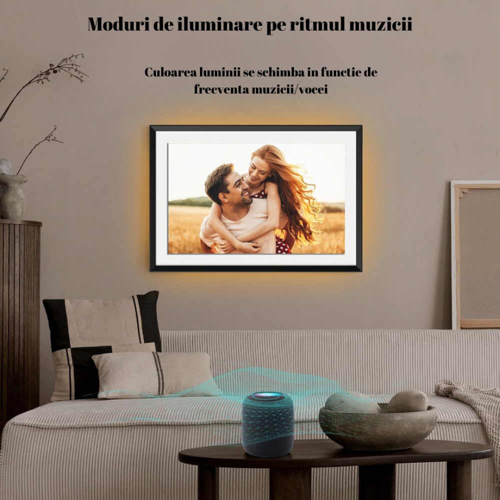 Rama foto digitala WiFi 10.1 OnXsmart, ecran tactil IPS HD 1280x800, cu LED integrat, Android 6, lumini RGB ambientale, 32GB stocare interna, Suporta card pana la 128GB, partajarea fotografiilor si vi [6]