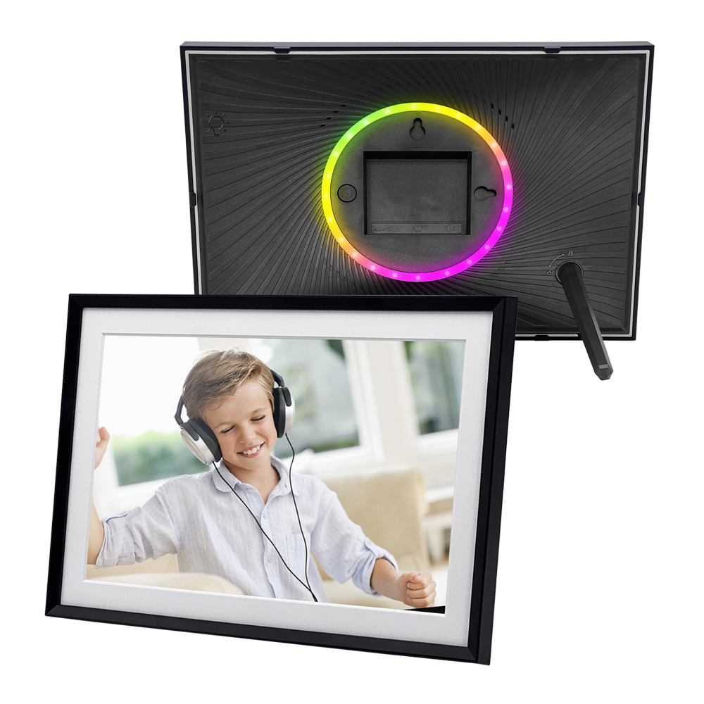 Rama foto digitala WiFi 10.1 OnXsmart, ecran tactil IPS HD 1280x800, cu LED integrat, Android 6, lumini RGB ambientale, 32GB stocare interna, Suporta card pana la 128GB, partajarea fotografiilor si vi [2]
