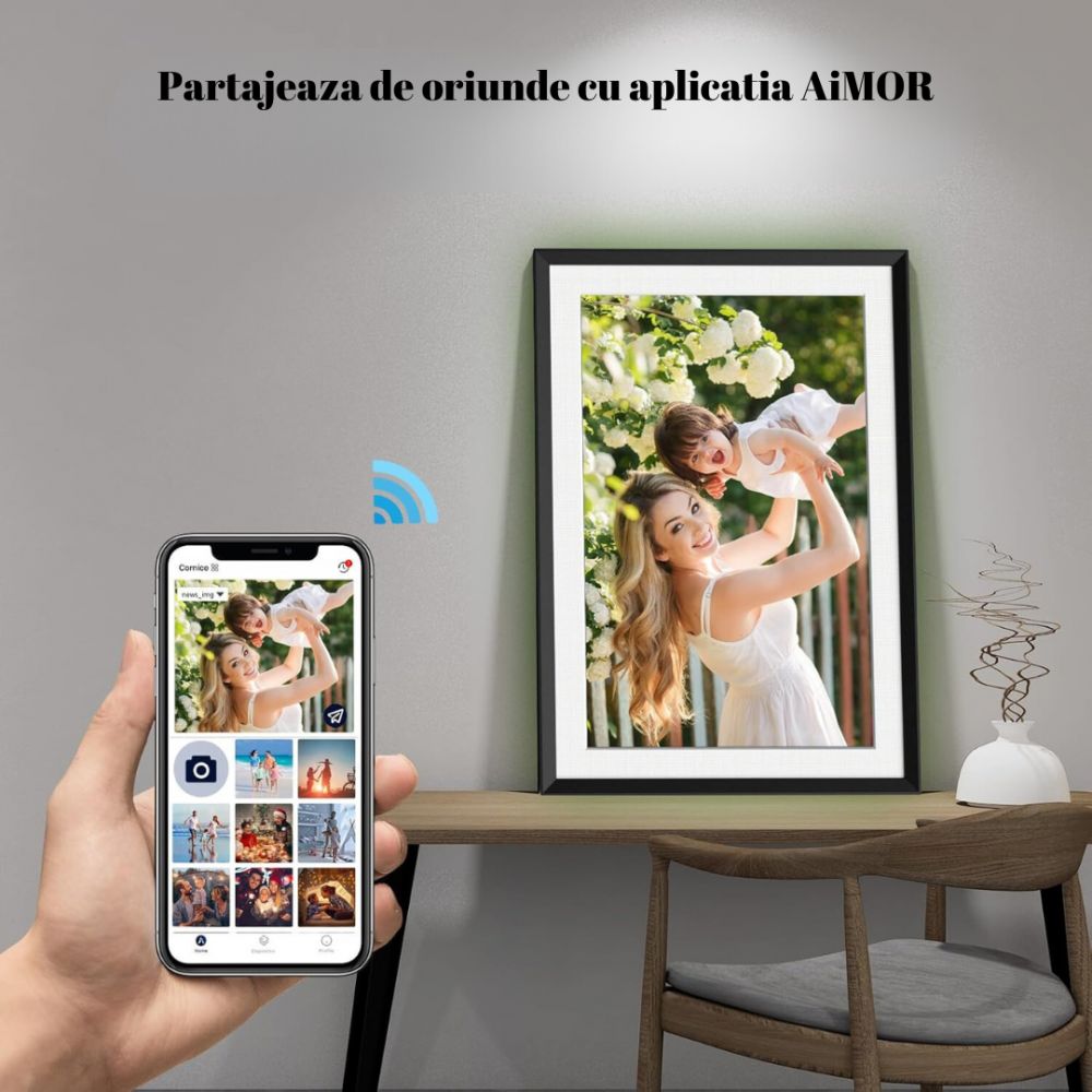 Rama foto digitala WiFi 10.1 OnXsmart, ecran tactil IPS HD 1280x800, cu LED integrat, Android 6, lumini RGB ambientale, 32GB stocare interna, Suporta card pana la 128GB, partajarea fotografiilor si vi [9]