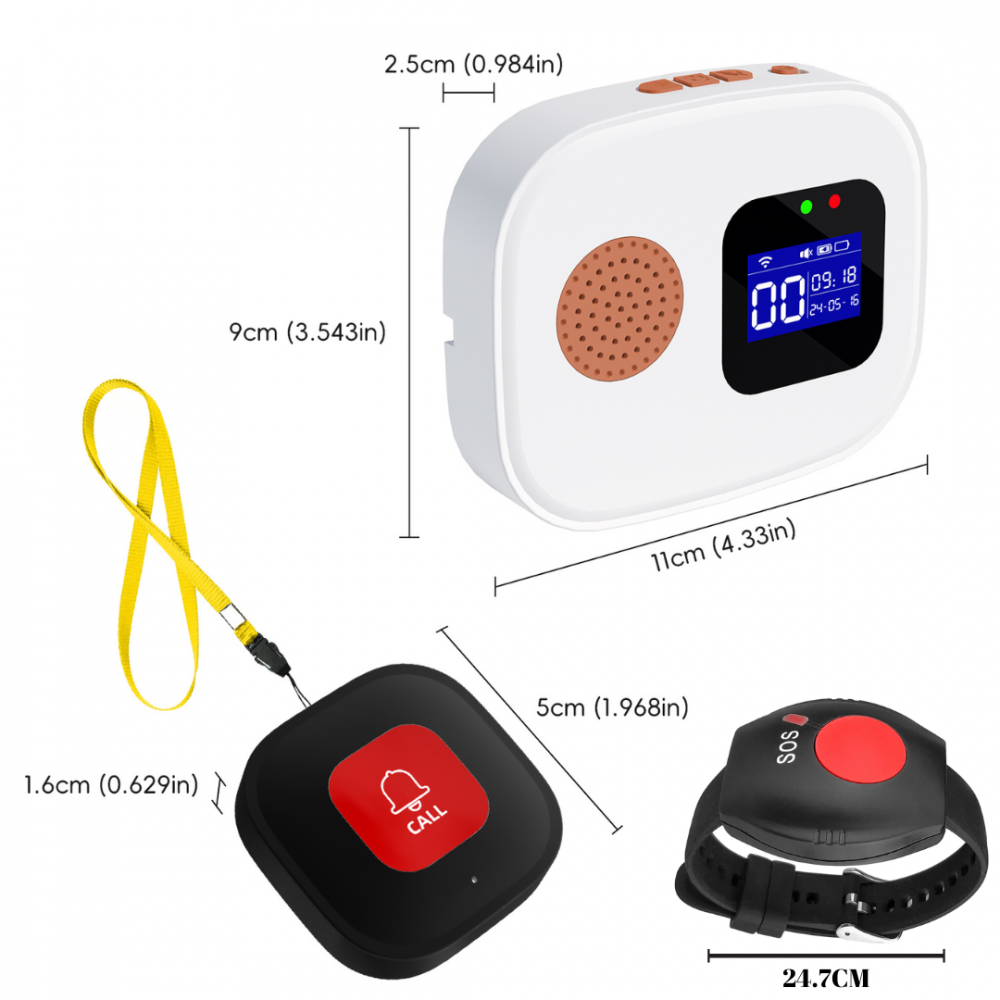 Set Ceas de panica cu buton SOS sirena locala OnXsmart, Afisaj Digital, Conectare WIFI aplicatia Tuya si SmartLife, Compatibil cu amazon alexa si Google Assistant, Notificari pe telefon, Distanta 100m [11]