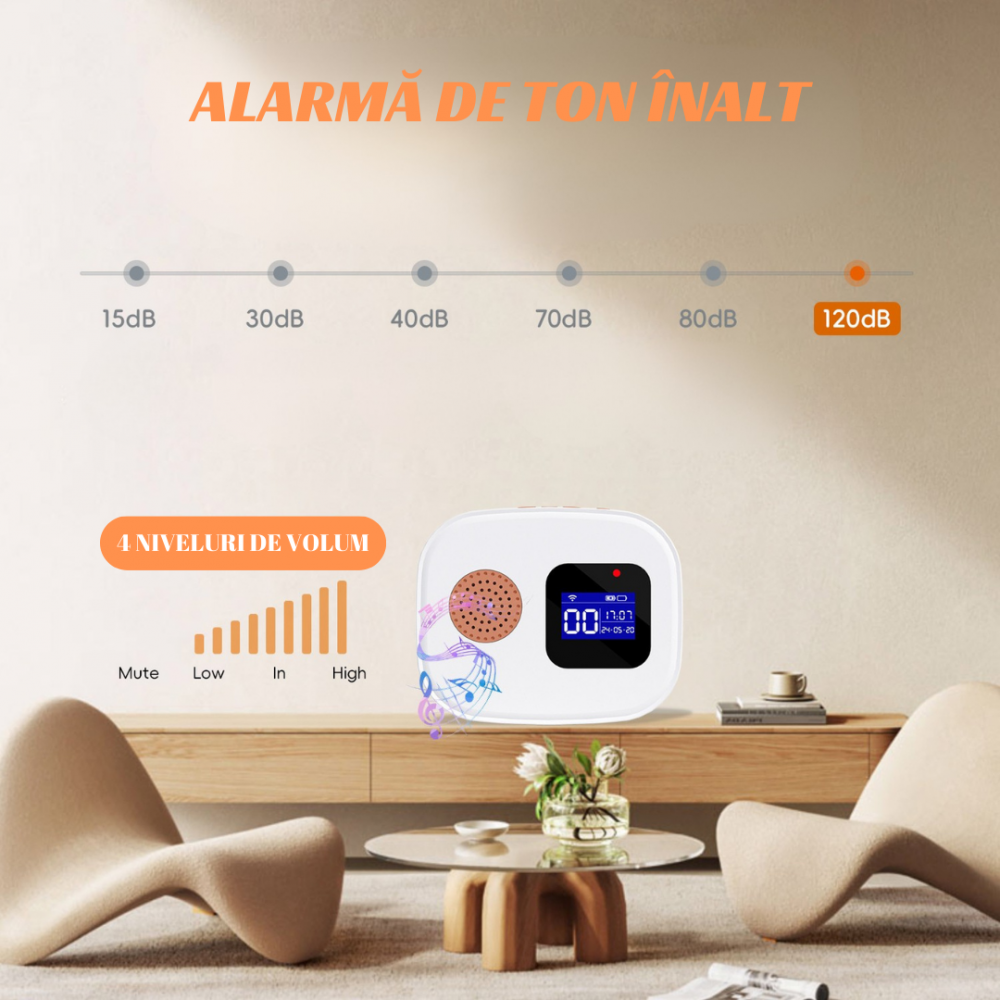 Set Ceas de panica cu buton SOS sirena locala OnXsmart, Afisaj Digital, Conectare WIFI aplicatia Tuya si SmartLife, Compatibil cu amazon alexa si Google Assistant, Notificari pe telefon, Distanta 100m [9]
