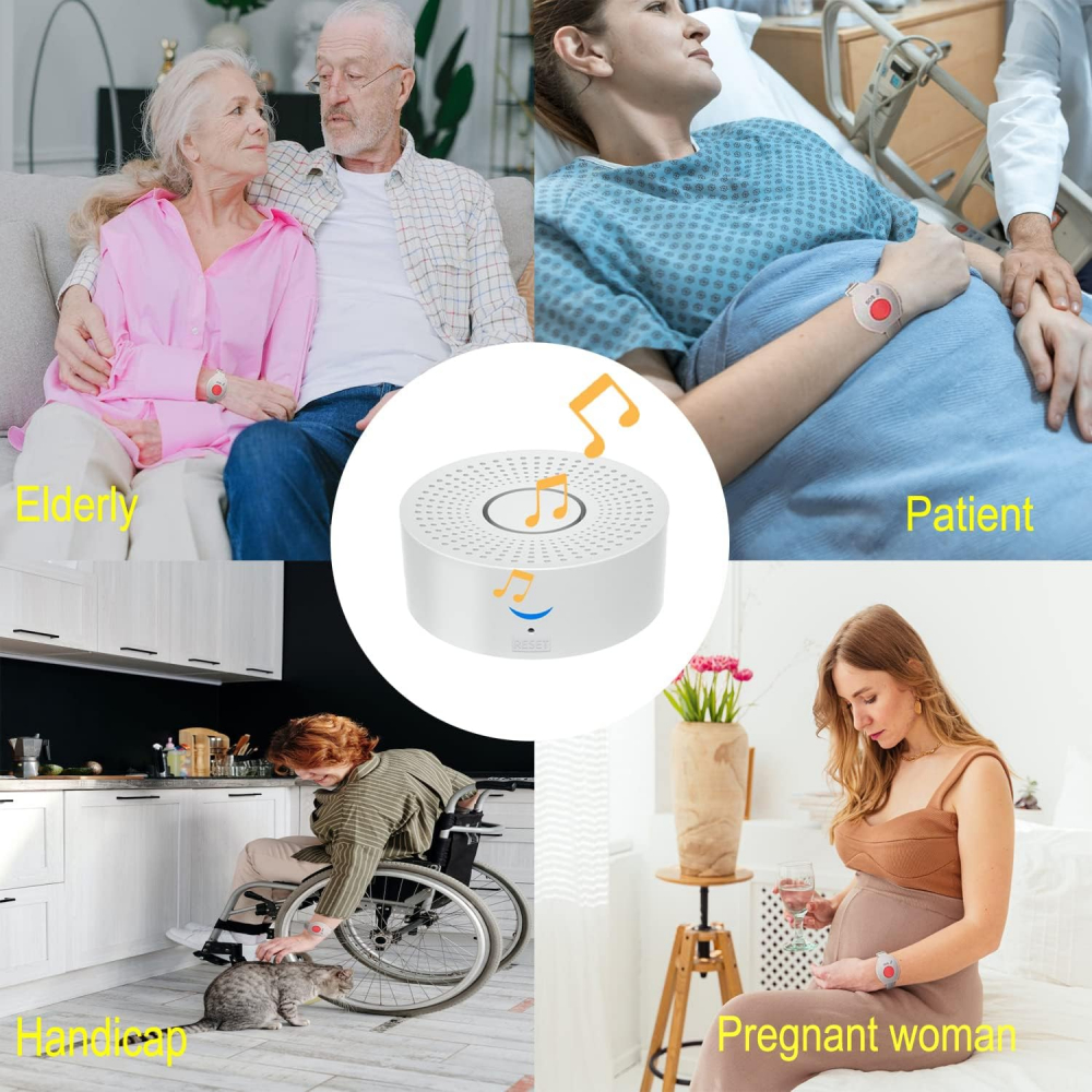 Set Ceas de panica cu buton SOS sirena locala si telecomanda OnXsmart, Conectare WIFI aplicatia Tuya si SmartLife, Compatibil cu amazon alexa si Google Assistant, Notificari pe telefon, Distanta 100m, [6]