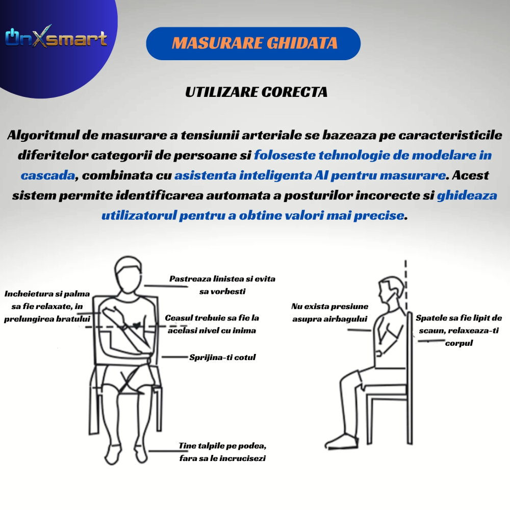 Smartwatch OnXsmart Health Pro – ECG, asistent vocal AI, tensiune cu airbag, glicemie non-invaziva, oxigen, puls, temperatura, grasimi, apel Bluetooth, NFC, AMOLED, control camera, meteo, autonomie 10 [4]
