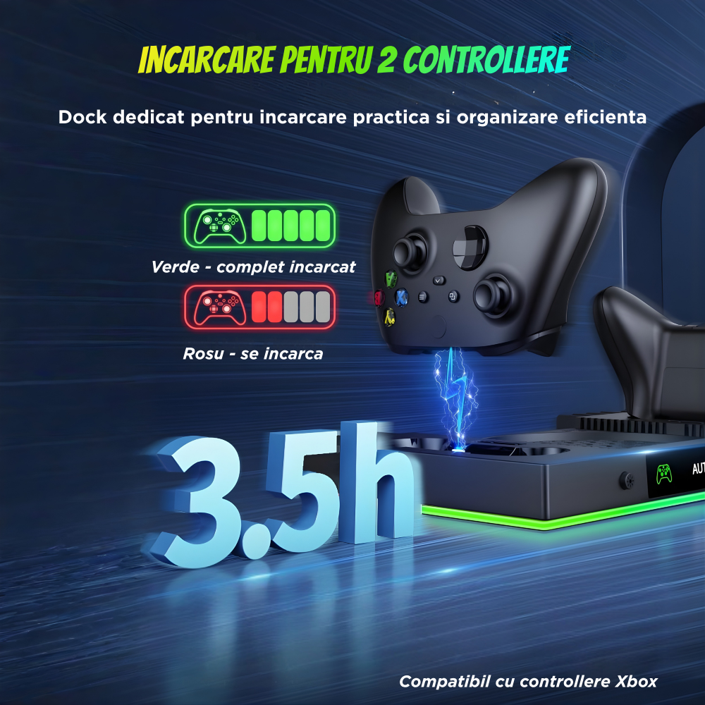 Statie Suport OnXsmart pentru Xbox Series X, Racire, Incarcare 2 Controllere, RGB [3]