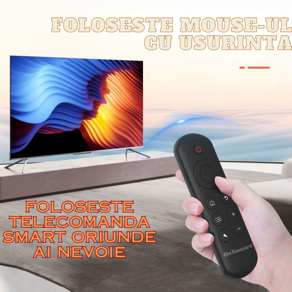 Telecomanda smart OnXsmart®, Air mouse, tastatura QWERTY, DUAL MODE WIFI 2.4G & BT 5.2, lumini RGB, compatibila ANDROID WINDOWS Mac-OS LINUX, negru [2]