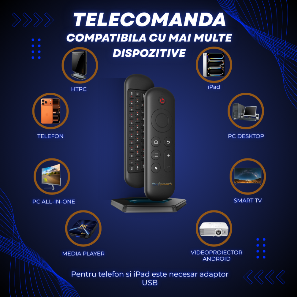 elecomanda Smart OnXsmart Air Mouse, Tastatura QWERTY, WiFi 2.4G, BT 5.2 [2]