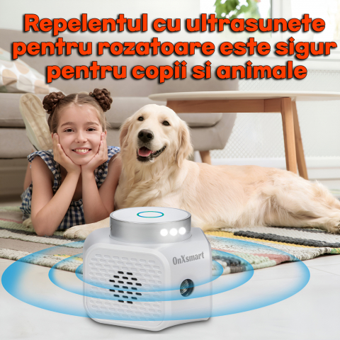 Aparat cu ultrasunete antirozatoare OnXsmart®, anti-sobolani, Acoperire 360 grade, pana la 120 m2, indicator luminos cu senzor, 4 moduri de utilizare, conectare la priza [6]