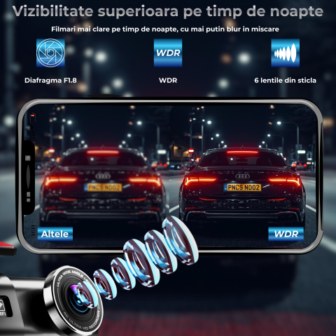 Camera Auto DVR OnXsmart 4K UHD, GPS, WiFi, Fata si Spate, Night Vision [2]
