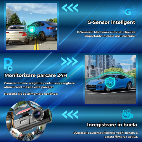 Camera Auto DVR OnXsmart 4K UHD, GPS, WiFi, Fata si Spate, Night Vision [6]