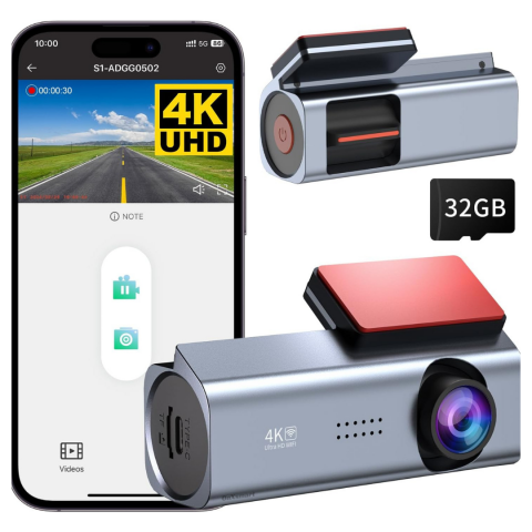 Auto - Camera de bord auto DVR OnXsmart®, 4k 2160P UHD, Starvis senzor, WDR, Unghi filmare 170°, Starlight NIGHT VISION, aplicatie WIFI, G-senzor, Loop recording, Monitorizare parcare, CARD SD 32gb inclus