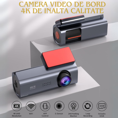 Camera de bord auto DVR OnXsmart®, 4k 2160P UHD, Starvis senzor, WDR, Unghi filmare 170°, Starlight NIGHT VISION, aplicatie WIFI, G-senzor, Loop recording, Monitorizare parcare, CARD SD 32gb inclus [3]