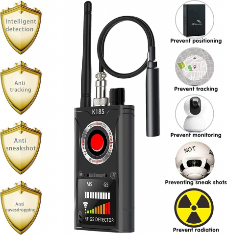 Dispozitive spionaj - Detector Aparate Spionaj profesional K18s OnXsmart®, Camere ascunse, Microfoane, Dispozitive ascunse, Reportofoane, Localizatoare GPS, Baterie de lunga durata, Negru