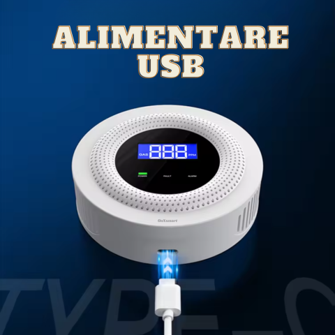 Detector de Gaz OnXsmart®, Multiple tipuri de gaz, Wifi 2.4G, Alarme prin aplicatia Tuya, Senzor de temperatura, Afisaj LCD al concentratiei, alimentare la priza, foarte precis, alb [15]