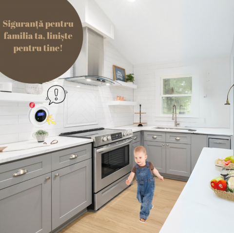 Detector de Gaz OnXsmart®, Multiple tipuri de gaz, Wifi 2.4G, Alarme prin aplicatia Tuya, Senzor de temperatura, Afisaj LCD al concentratiei, alimentare la priza, foarte precis, alb [1]