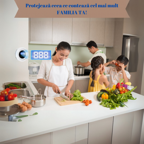 Detector de Gaz OnXsmart®, Multiple tipuri de gaz, Wifi 2.4G, Alarme prin aplicatia Tuya, Senzor de temperatura, Afisaj LCD al concentratiei, alimentare la priza, foarte precis, alb [4]