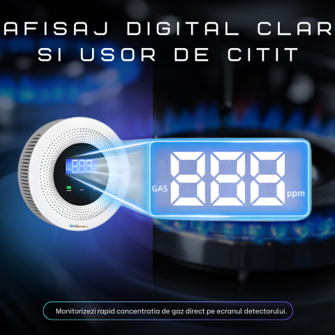 Detector Gaz OnXsmart WiFi, Tuya, Afisaj Digital, Alarma 90 dB, Senzor Temperatura [2]