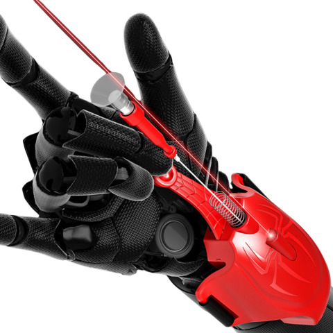 Pentru Copii - Lansator ventuze cu manusa tip Spider-Man, OnXsmart®, tragere pana la 3m, revenire automata, jucarie interactiva cu prindere pe mana, set complet erou, cadou pentru copii 3+ ani, ROSU