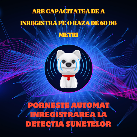 Mini reportofon spion tip breloc in forma de caine OnXsmart®, F-12, 32 GB, inregistrare pana la 100 ore continuu,  activare vocala, Noise reduction, Waterproof, MP3 player, alb [7]