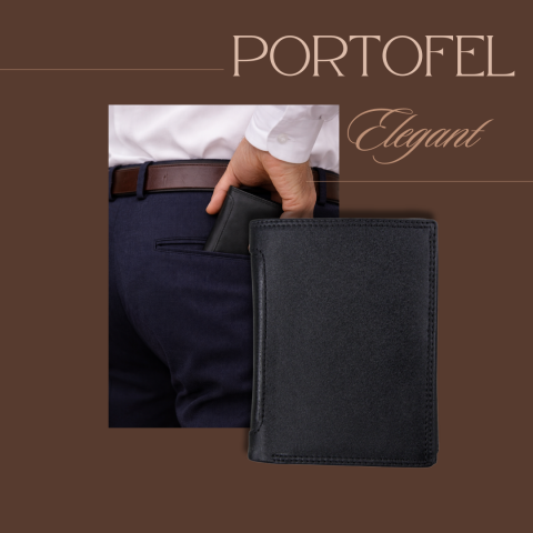 ortofel Barbati OnXsmart din Piele Naturala, Slim, Protectie RFID, Vintage, Negru [1]