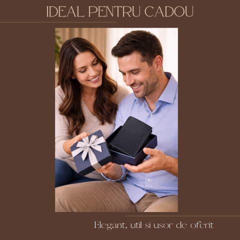 ortofel Barbati OnXsmart din Piele Naturala, Slim, Protectie RFID, Vintage, Negru [6]