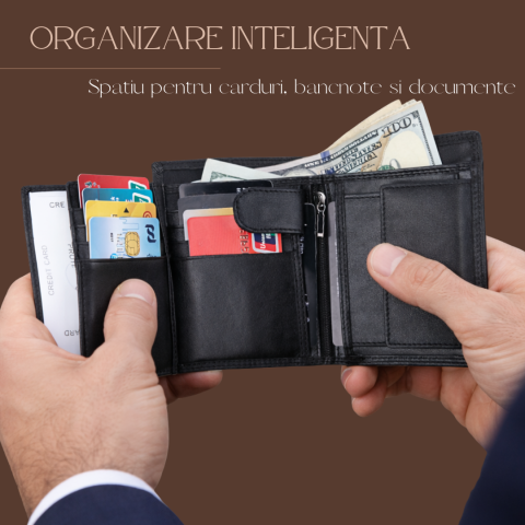 ortofel Barbati OnXsmart din Piele Naturala, Slim, Protectie RFID, Vintage, Negru [3]