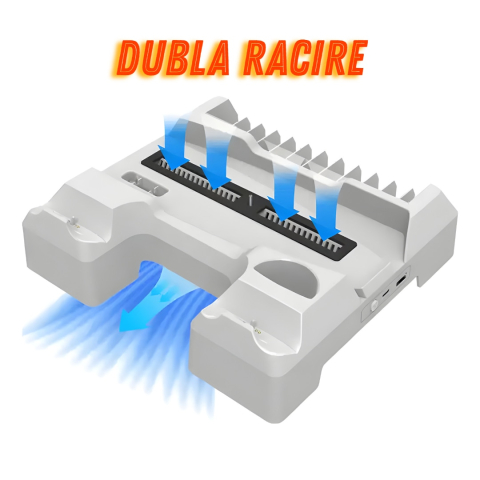 Statie racire incarcare Ps5 OnXsmart®, Incarcare dubla controllere, Dubla Racire, Sloturi suport jocuri, conectare usb, Alb [1]
