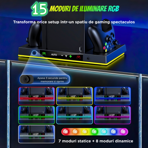 Statie Suport OnXsmart pentru Xbox Series X, Racire, Incarcare 2 Controllere, RGB [3]