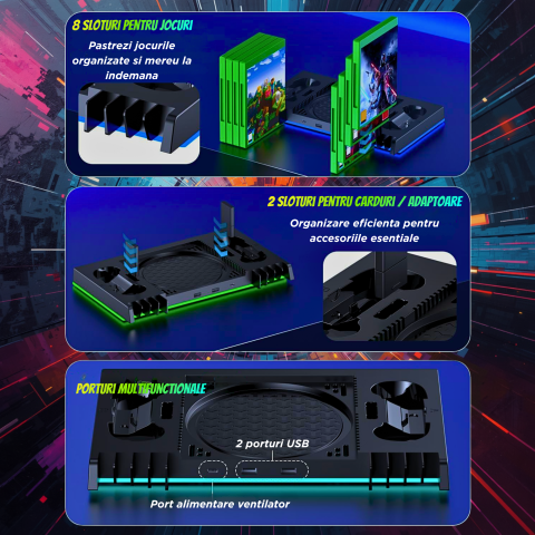 Statie Suport OnXsmart pentru Xbox Series X, Racire, Incarcare 2 Controllere, RGB [4]