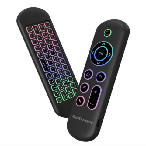 Gadgets - Telecomanda smart OnXsmart®, Air mouse, tastatura QWERTY, DUAL MODE WIFI 2.4G & BT 5.2, lumini RGB, compatibila ANDROID WINDOWS Mac-OS LINUX, negru
