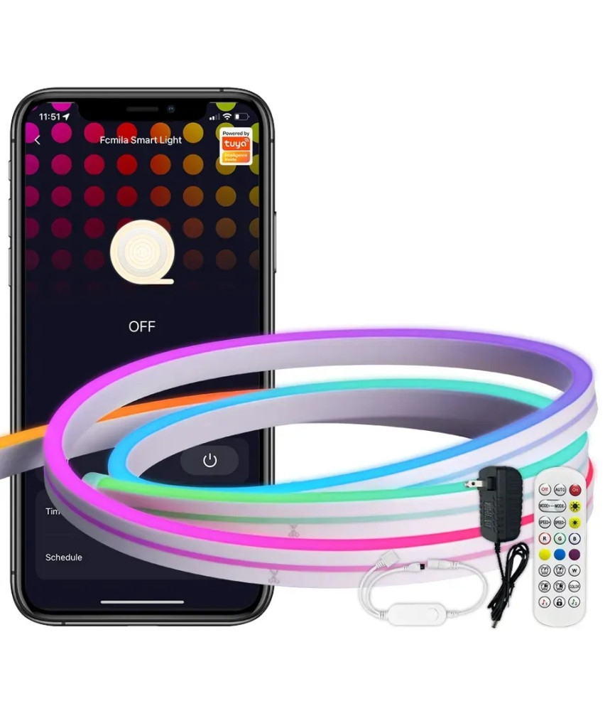 Banda LED Neon RGB inteligenta Tuya, Wi-Fi, sincronizare muzica, IP67, compatibil Alexa/Google Assistant, 5m @SmartWIZ [1]