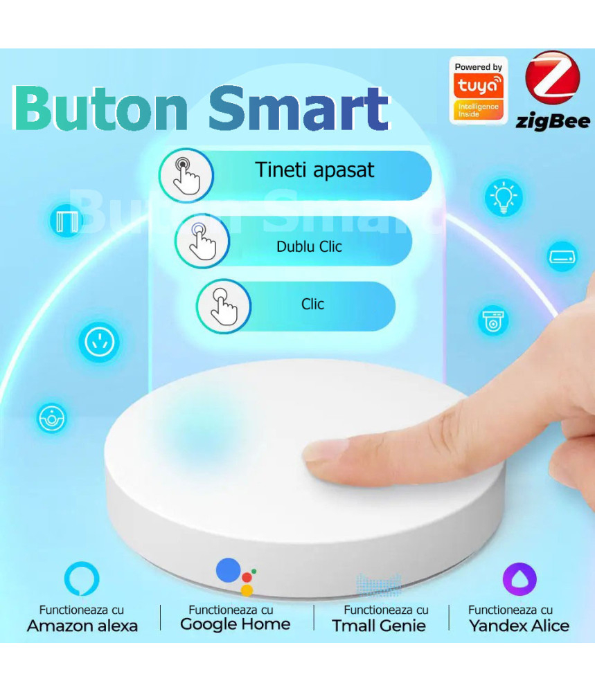 Buton Inteligent Programabil, Baterie, 3 Scenarii Tuya, Zigbee, Alb @SmartWIZ [2]