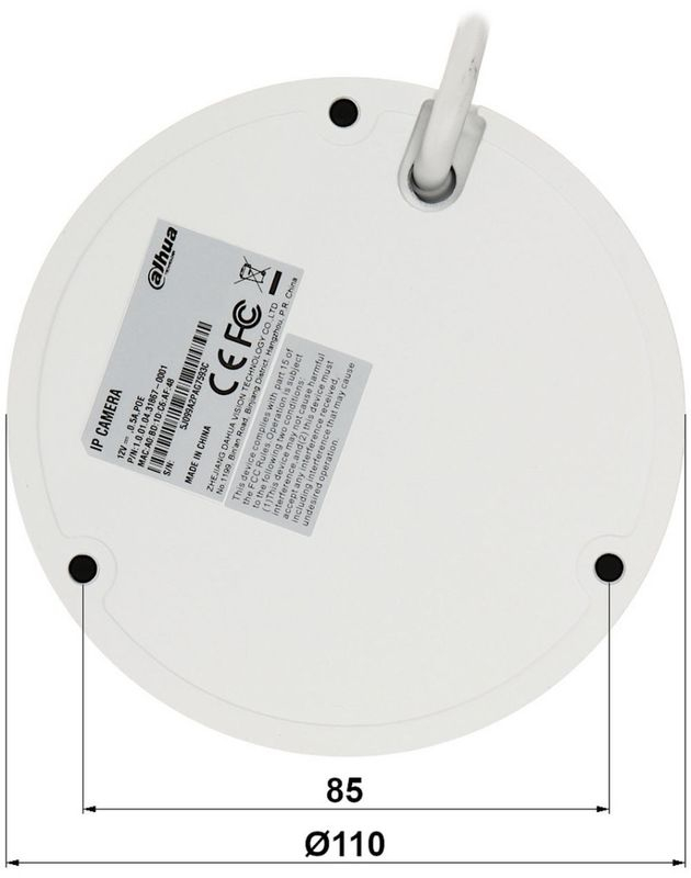 Cameră supraveghere IP dome Dahua 2MP, 2.8mm, IR 30m, microfon, PoE, WizSense [5]