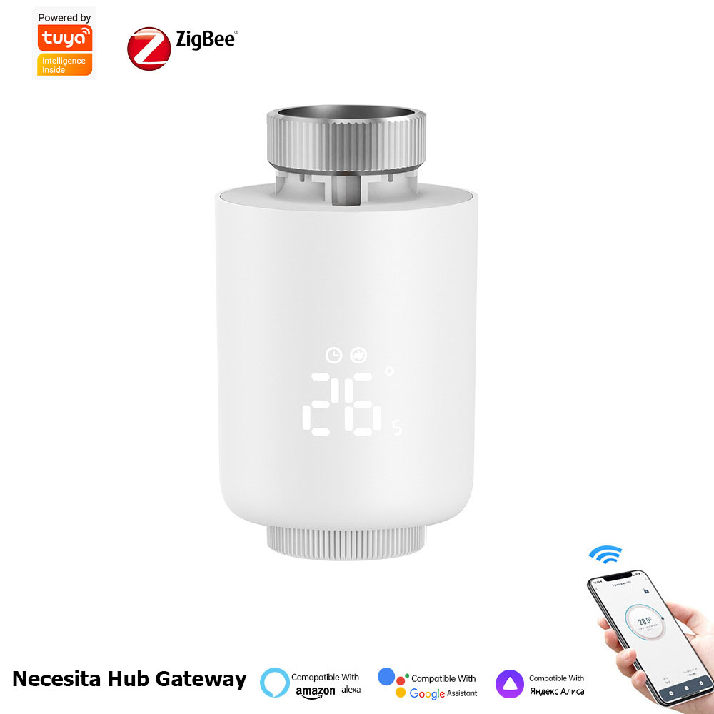 Cap termostatic inteligent, ZigBee, Tuya /, reglare temperatura individuala calorifere, Compatibil cu Amazon Alexa/Google Assistant, Alb @SmartWiz [3]