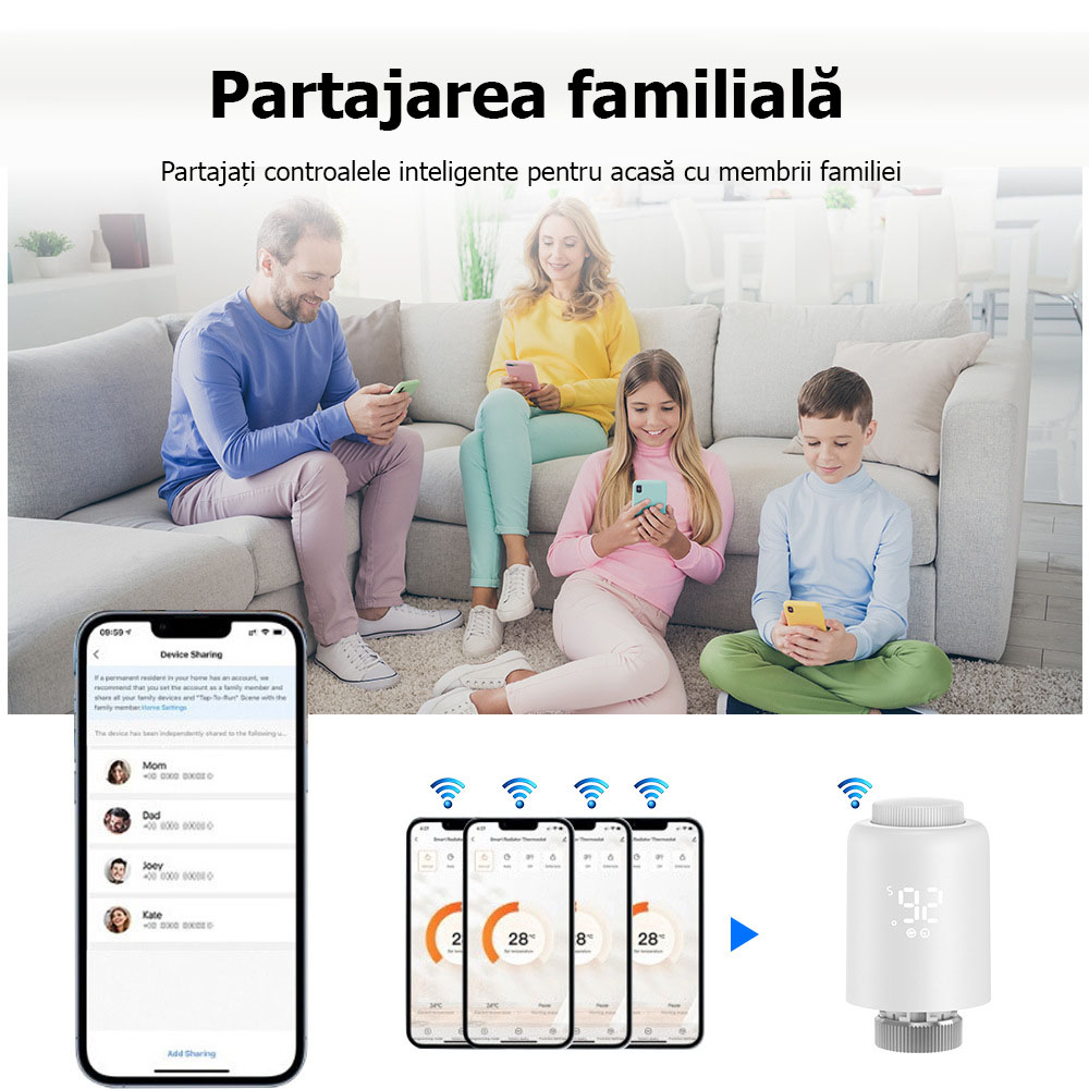 Cap termostatic inteligent, ZigBee, Tuya /, reglare temperatura individuala calorifere, Compatibil cu Amazon Alexa/Google Assistant, Alb @SmartWiz [5]