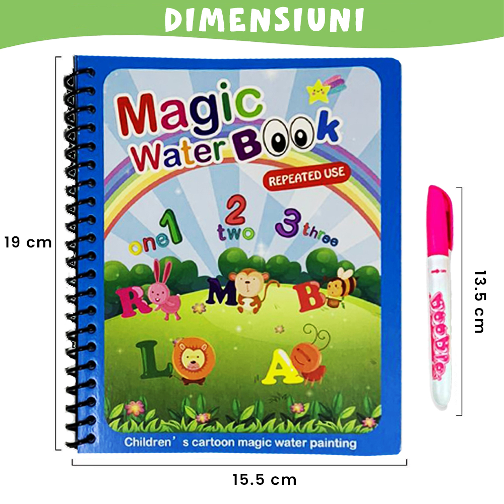 Carte de colorat cu apa Magic Book, Reutilizabila, plina de culori vibrante, Litere si Cifre [2]