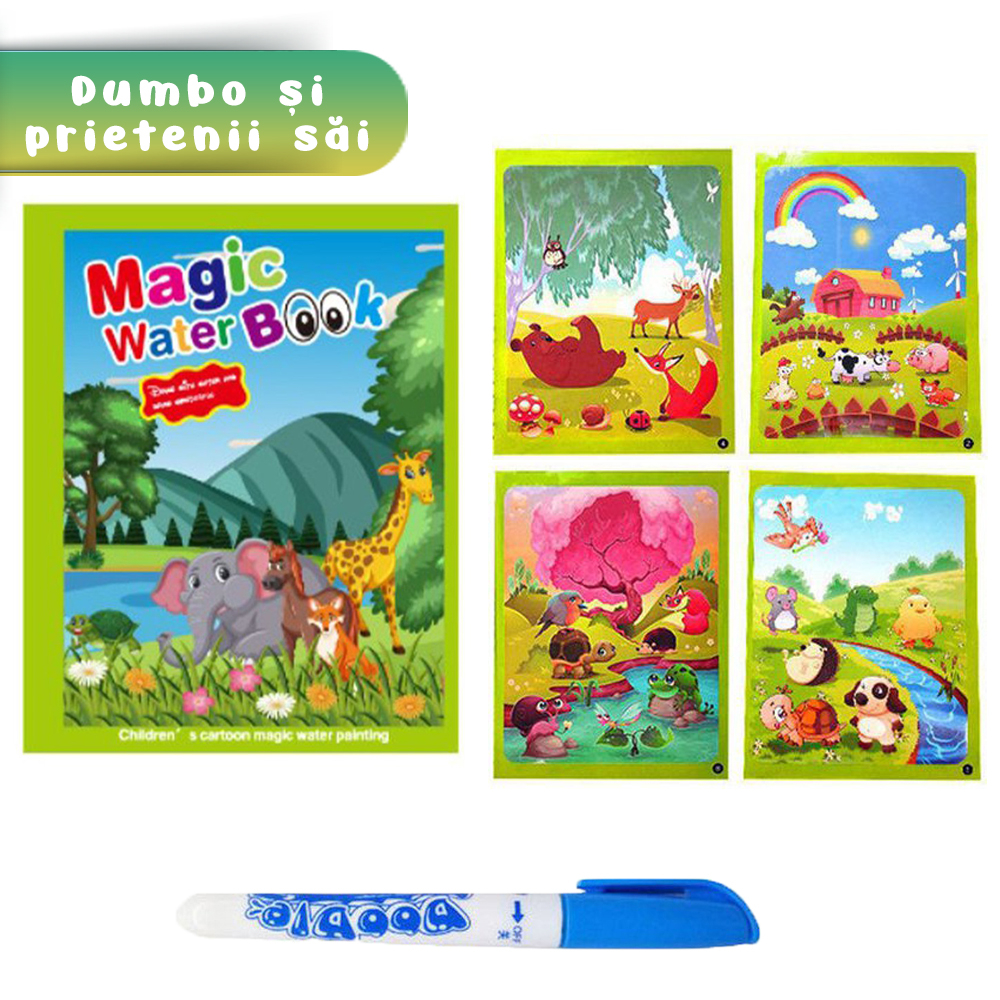 Carte de colorat cu apa Magic Book , Reutilizabila, plina de culori vibrante, Dumbo si prietenii sai [2]