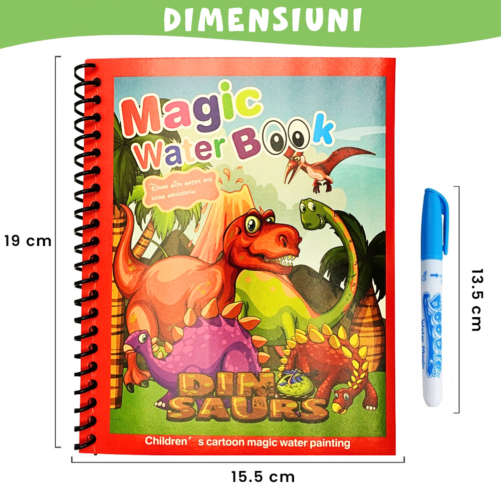 Carte de colorat cu apa Magic Book , Reutilizabila, plina de culori vibrante, Dynoland [3]