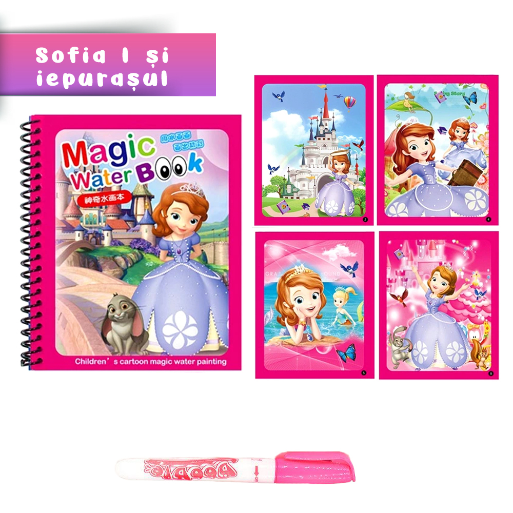 Carte de colorat cu apa Magic Book , Reutilizabila, plina de culori vibrante, Sofia si Iepurasul [2]