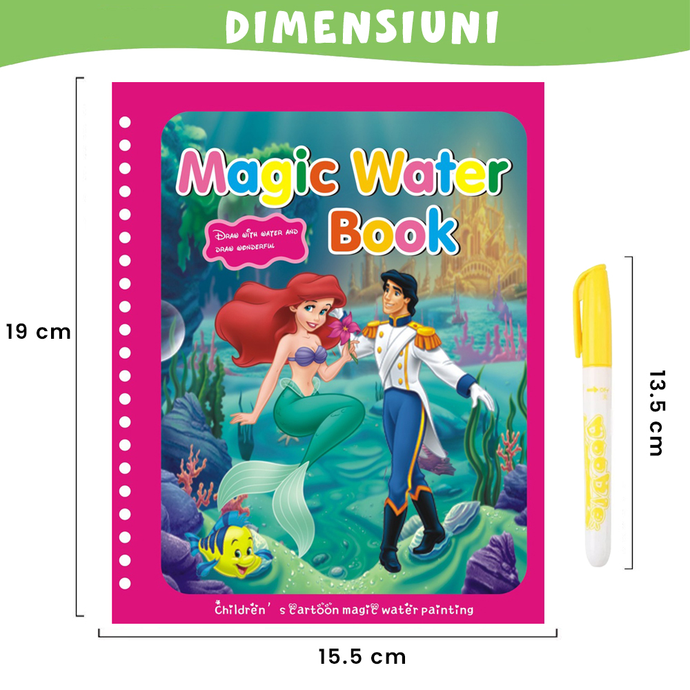 Carte de colorat cu apa Magic Carte de colorat cu apa Magic Book , Reutilizabila, plina de culori vibrante, Sirena Annabelle [2]