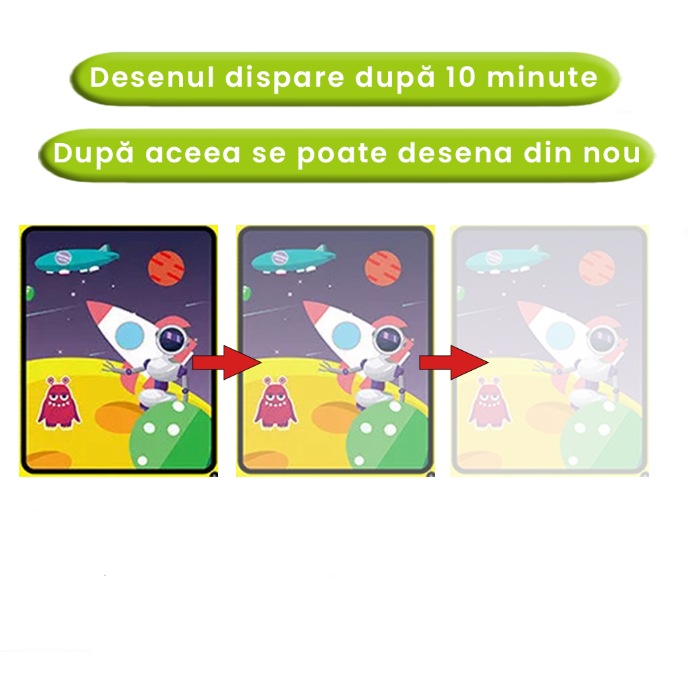 Carte de colorat cu apa Magic Book, Reutilizabila, Racheta si elemente spatiale [5]