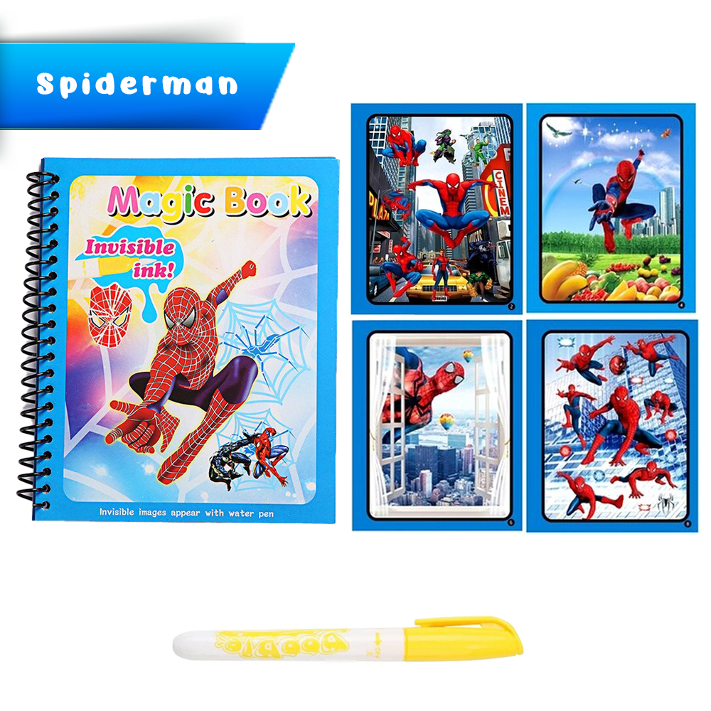 Carte de colorat cu apa Magic Book, Reutilizabila, plina de culori vibrante, Spiderman [2]