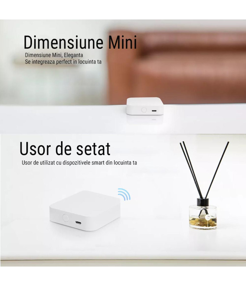 Gateway Hub, ZigBee 3.0, Comptabil HomeKIT, Wi-Fi, Pentru Echipamente Smart WiFi, Aplicatie Tuya, Smart Home, Compatibil iOS, Android @SmartWIZ [4]